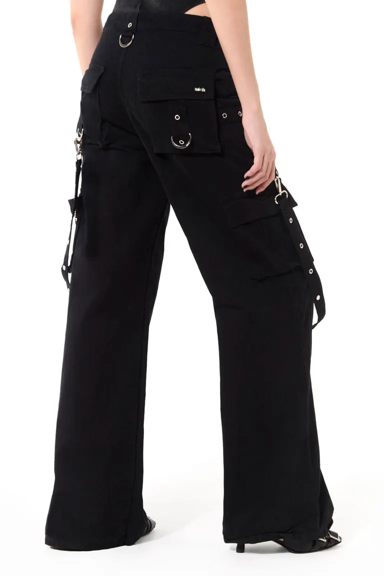 Pantalón tiro medio corte semi oxford con tiras desmontables y cierres funcionales en botamangas de 47 Street en Pantalones para argentina