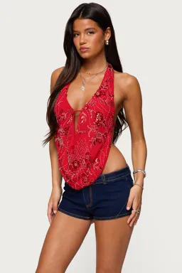 Top halter chifón cuentas de Edikted en Tops para argentina