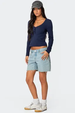 Shorts denim tiro bajo tomboy de Edikted en Shorts para argentina