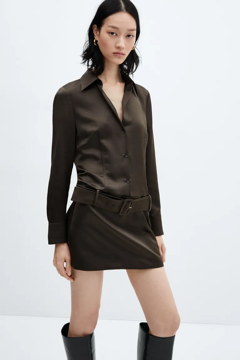 Vestido satinado con cinturón de Mango en Vestidos para argentina