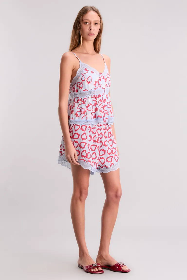 Shorts de estampado exclusivo con detalles de puntilla y cintura elástica para mujer de Kosiuko en Shorts para argentina