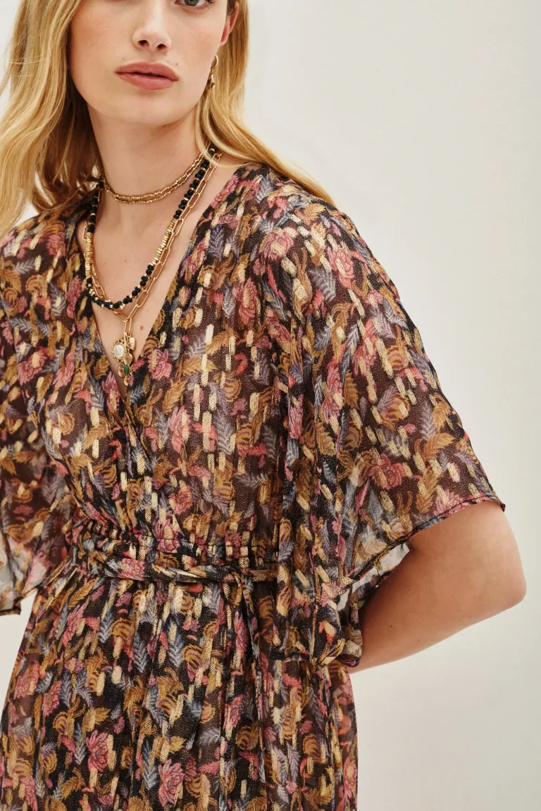 Vestido largo con escote cruzado y mangas amplias de Rapsodia en Vestidos para argentina