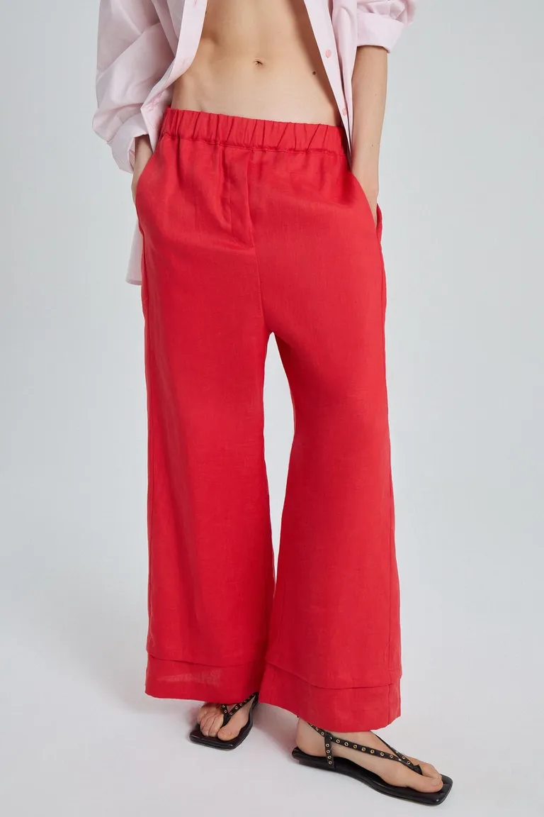 Pantalón de lino de corte recto y relajado para mujer de Maria Cher en Pantalones para argentina