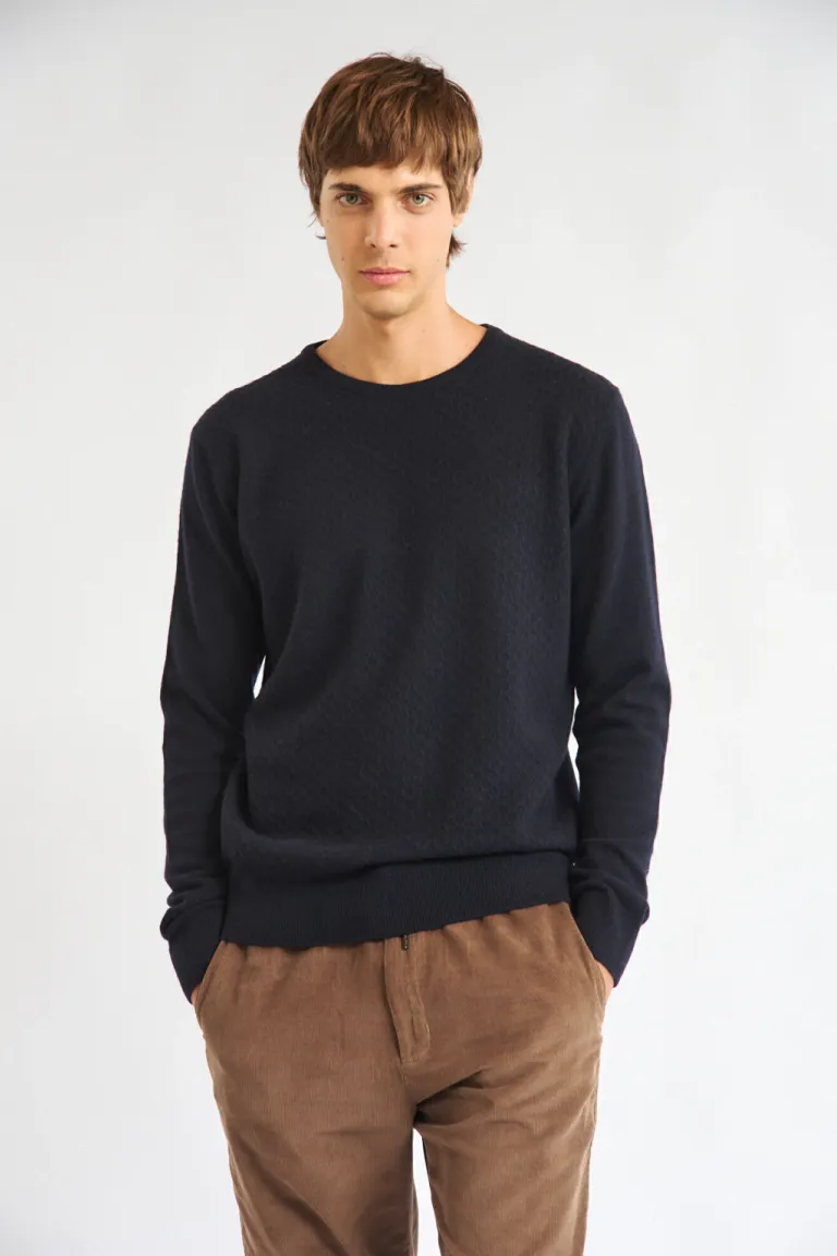 Sweater de hombre con cuello redondo y diseño de textura tejida de Bensimon en Buzos y Sweaters para argentina