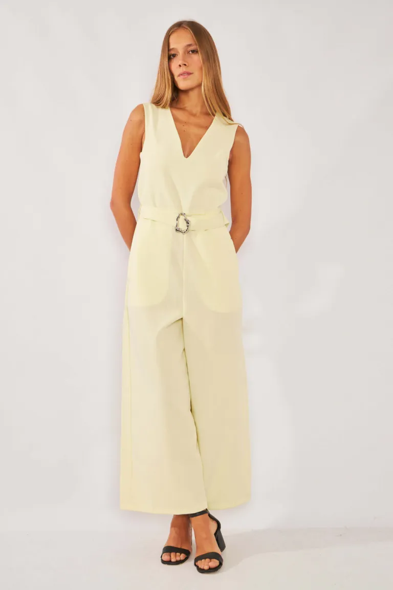 Mono saskastrero de escote en V con cinturón de hebilla para mujer de Belle en Monos para argentina