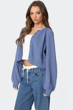 Cardigan punto manga abullonada sammi de Edikted en Buzos y Sweaters para argentina