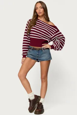 Sweater mika oversized con hombros descubiertos de Edikted en Buzos y Sweaters para argentina