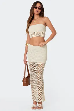 Falda maxi crochet con abertura de Edikted en Faldas para argentina