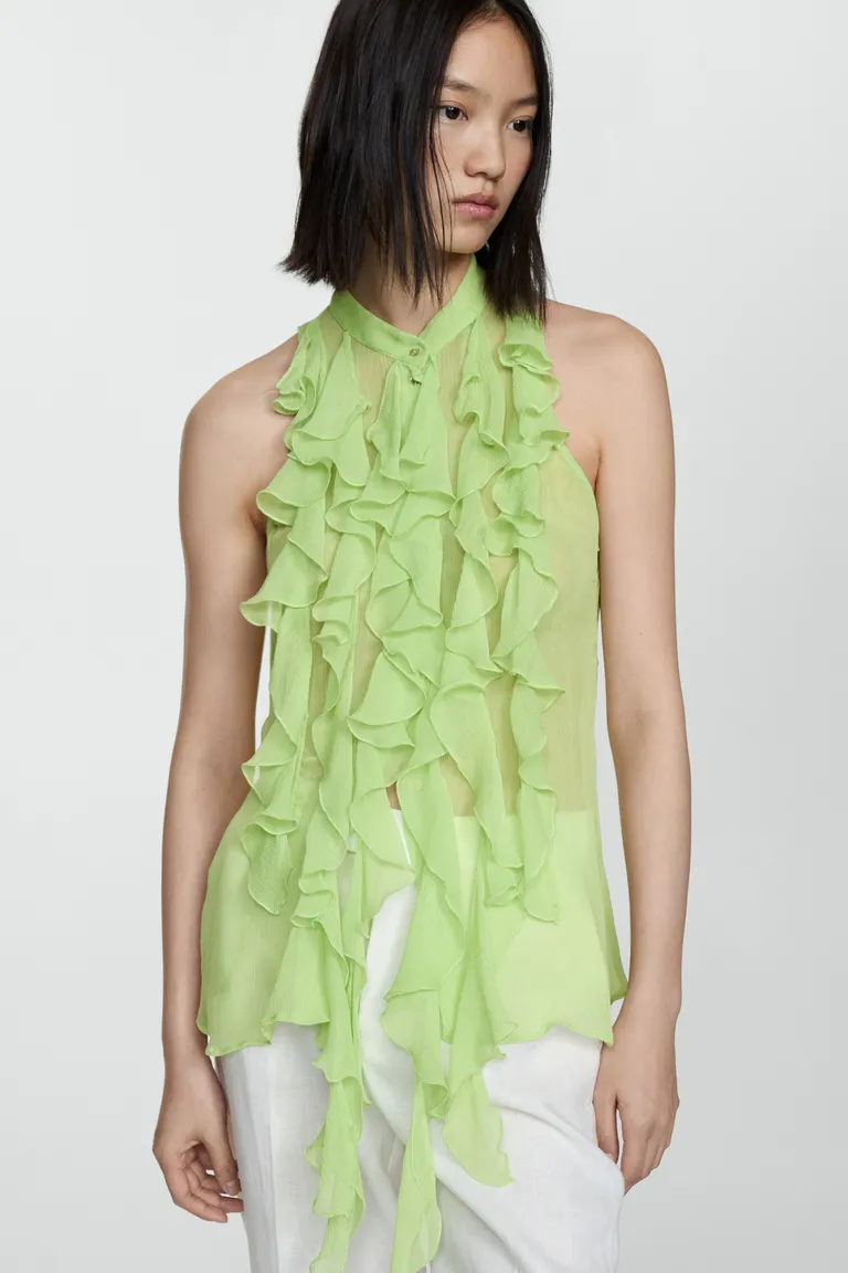 Blusa semitransparente volantes de Mango en Blusas para argentina