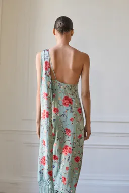 Vestido asimétrico bordado con flecos de Mango en Vestidos para argentina