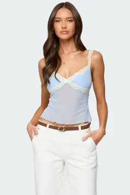 Musculosa malla encaje contraste de Edikted en Tops para argentina