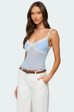 Musculosa malla encaje contraste de Edikted en Tops para argentina