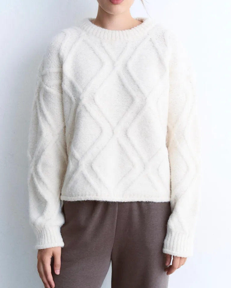 Suéter oversized de diseño geométrico de rombos, prenda abrigada y elegante para el invierno de Sky en Buzos y Sweaters para argentina