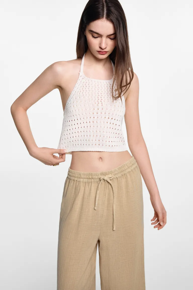 Pantalón palazzo algodón de Mango Teen en Pantalones para argentina