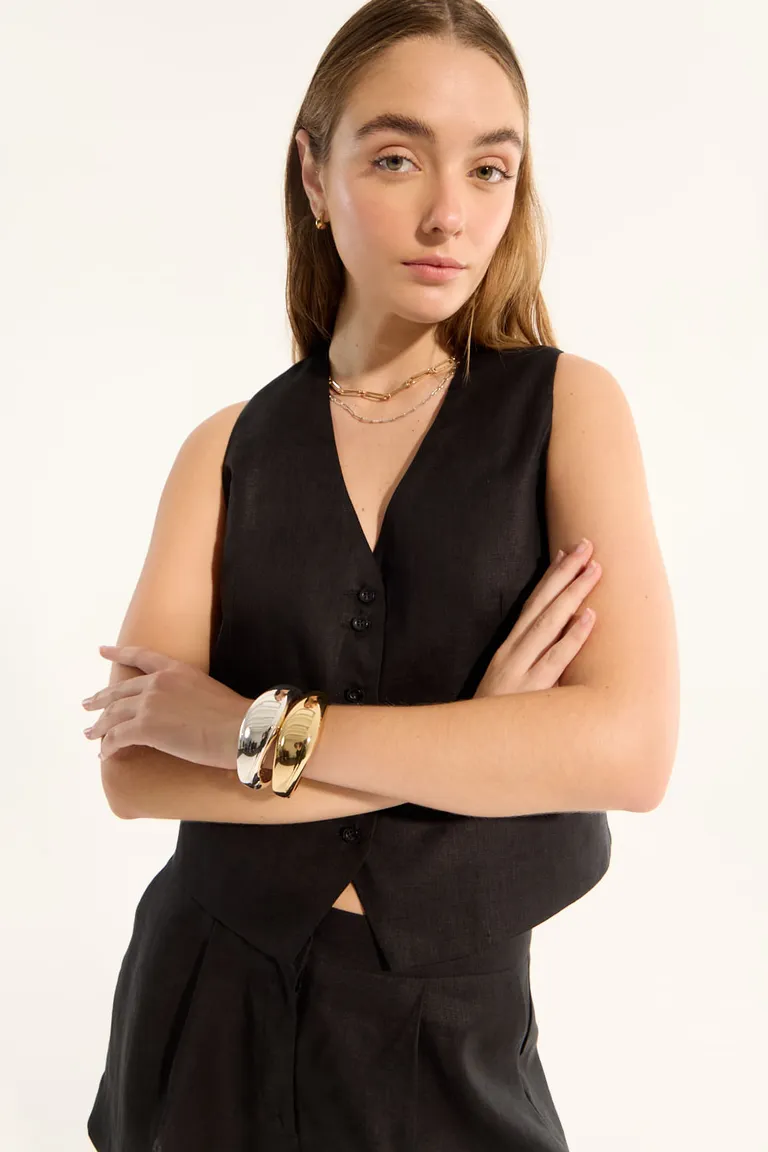 Chaleco de lino estilo sastre para mujer de Portsaid en Chalecos para argentina