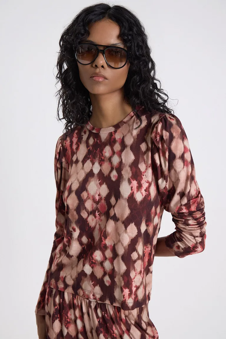 Conjunto de dos piezas con blusa de manga larga y pantalón amplio de calce holgado con estampado geométrico de Maria Cher en Pijamas y Sleepwear para argentina