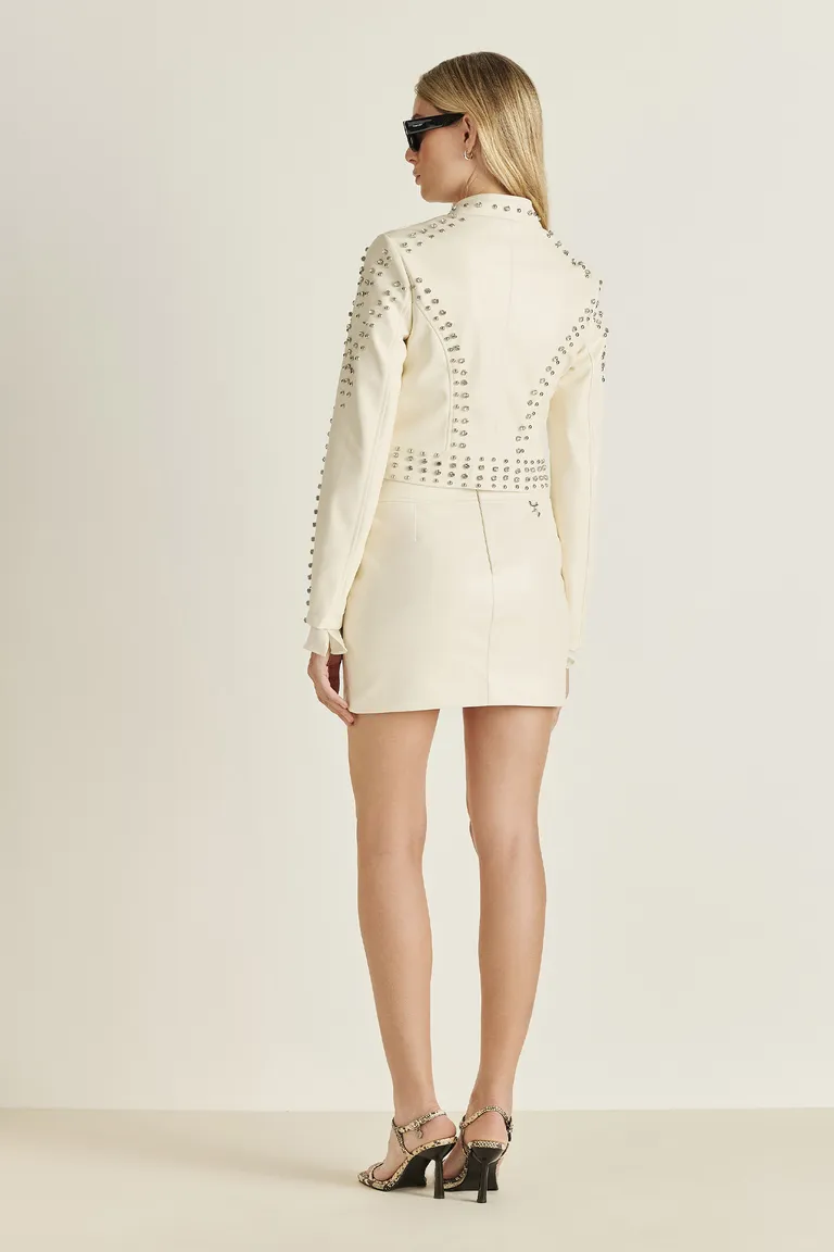 Chaqueta de cuero sintético con detalles de tachas y cristales para un estilo elegante y sofisticado de Tucci en Chaquetas para argentina