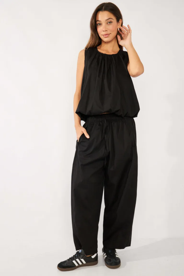 Pantalón ancho de poplin en color negro para mujer de Belle en Pantalones para argentina