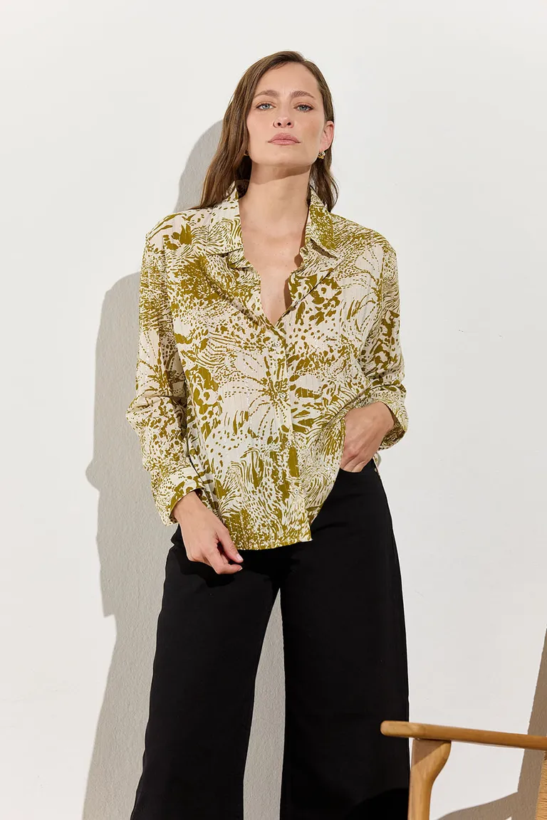 Blusa estampada de manga larga con detalles metálicos de Indiastyle en Camisas para argentina
