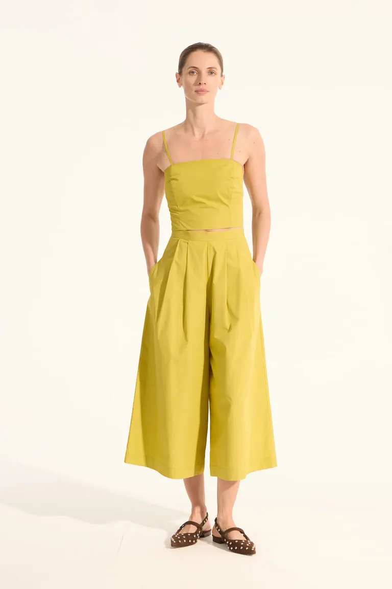 Top amarillo de algodón poplin corto y entallado para mujer de Portsaid en Tops para argentina