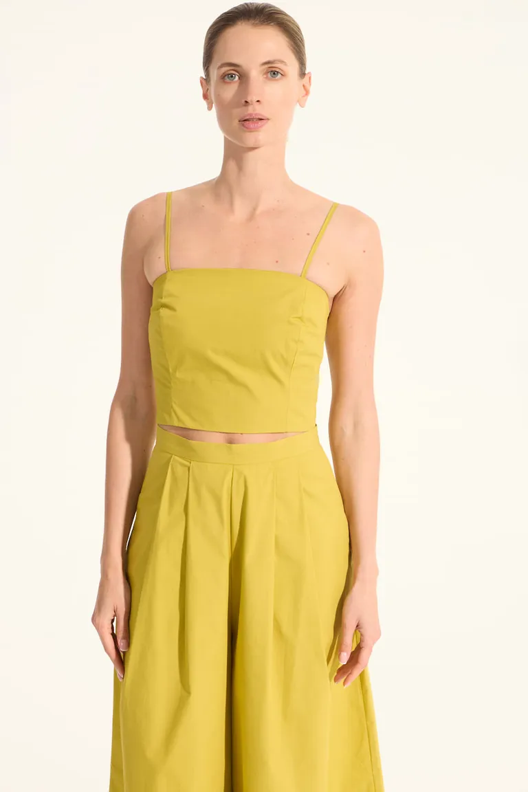 Top amarillo de algodón poplin corto y entallado para mujer de Portsaid en Tops para argentina
