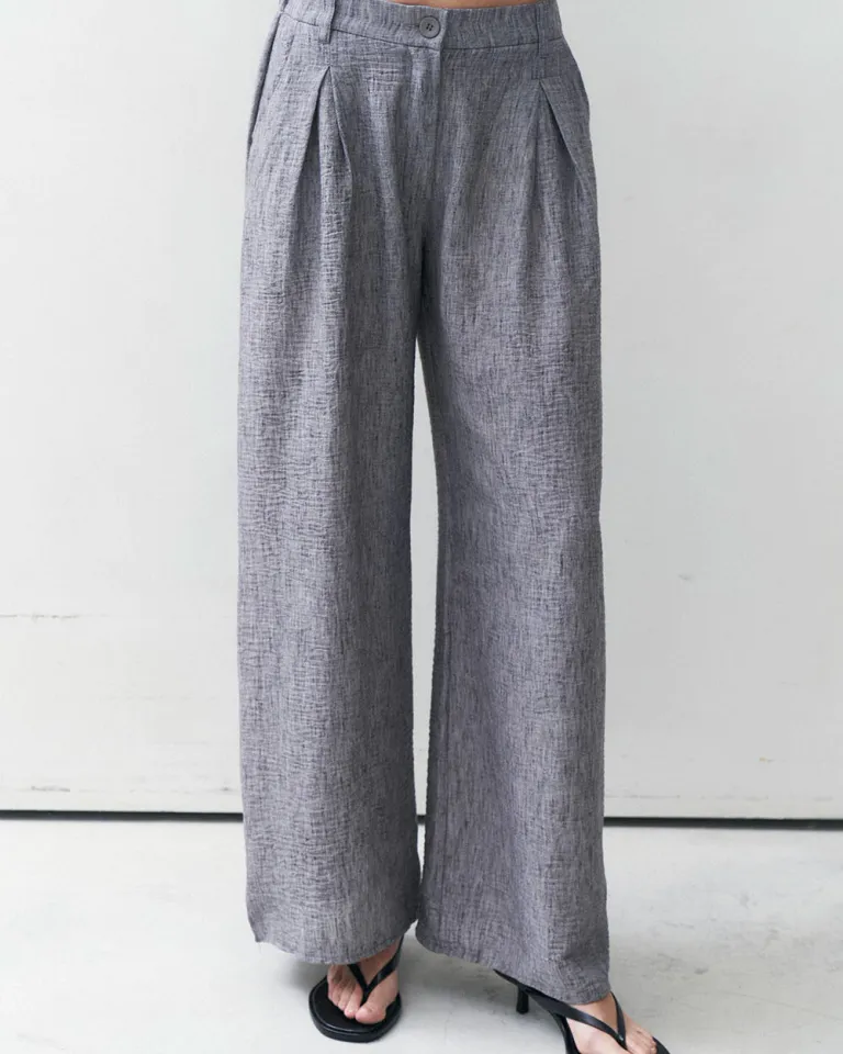 Pantalones de pierna ancha con doble pinza y elástico en la espalda de Sky en Pantalones para argentina