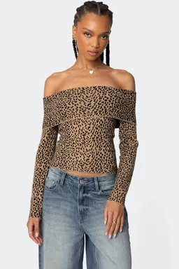 Top tejido doblado leopardo de Edikted en Tops para argentina