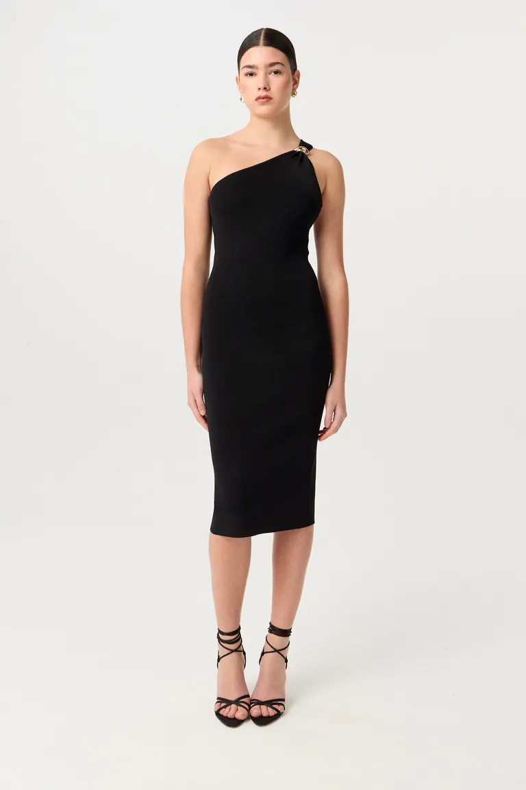 Vestido de punto asimétrico de un solo hombro con maxi pasador metálico de Markova en Vestidos para argentina