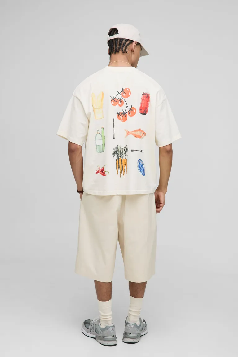 Remera oversize boxy estampado comida de Boohooman en Remeras y Polos para argentina