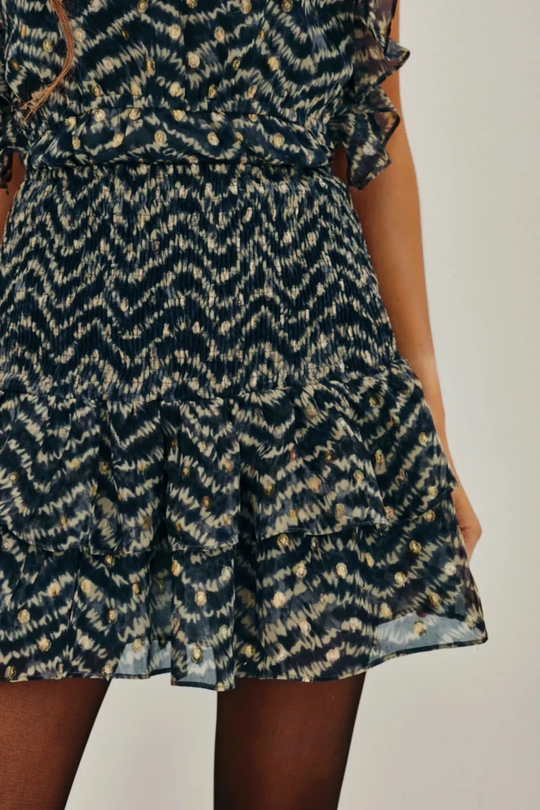 Falda corta con volados cintura elastizada y detalles de encaje de Rapsodia en Faldas para argentina