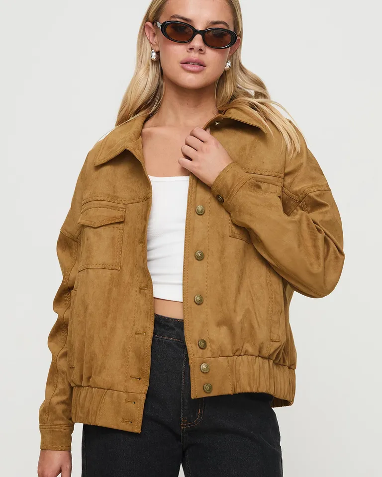 Bomber ristretto faux suede de Princess Polly en Chaquetas para argentina