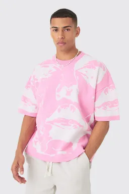Remera oversize tejida dibujo de Boohooman en Remeras y Polos para argentina