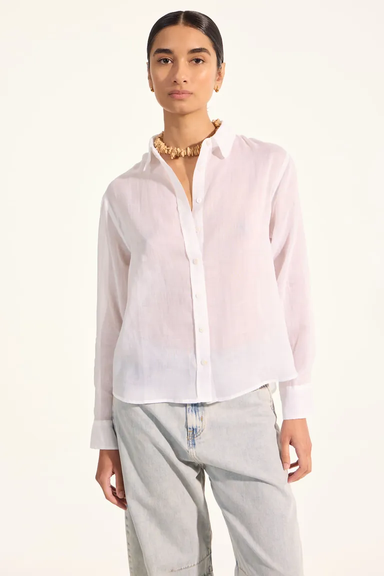 Camisa de ramio de corte amplio y mangas largas para mujer de Portsaid en Camisas para argentina