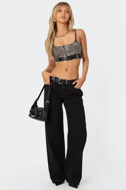 Top denim con cinturón de Edikted en Tops para argentina