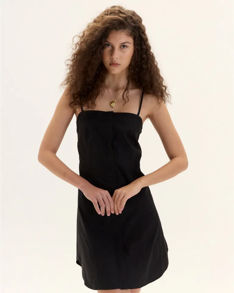 Vestido corto de poplín de algodón con detalles tipo corseteros y lazos en la espalda de Blue Sheep en Vestidos para argentina