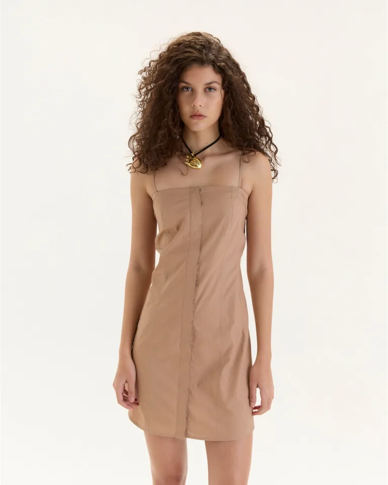 Vestido corto de poplín de algodón con detalles tipo corseteros y lazos en la espalda de Blue Sheep en Vestidos para argentina