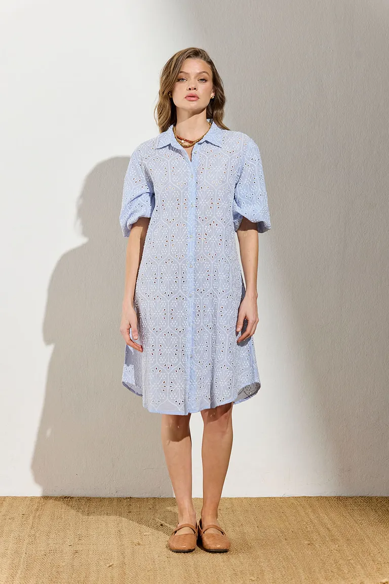 Túnica de broderie de algodón con mangas 3/4 y cierre de botones de Indiastyle en Túnicas para argentina