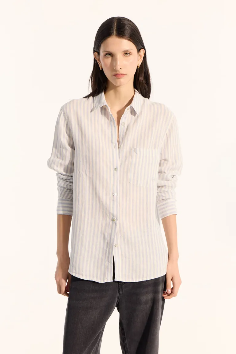 Camisa de lino de corte recto con detalles bordados de Portsaid en Camisas para argentina