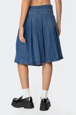 Falda midi denim plisada con cinturón de Edikted en Faldas para argentina