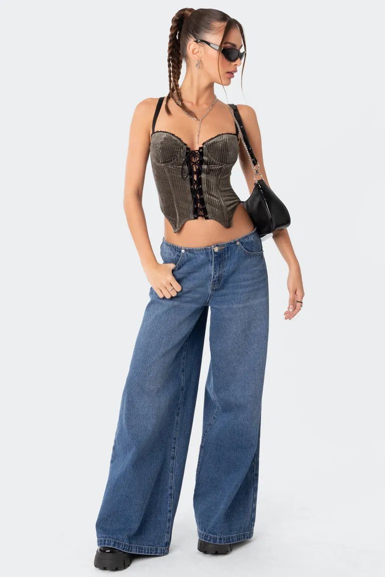 Corset terciopelo con encaje de Edikted en Ropa Interior y Medias para argentina