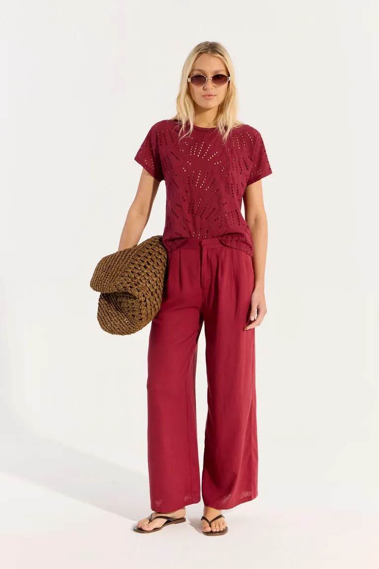 Pantalón de lino viscosa de diseño elegante y confortable para mujer de Portsaid en Pantalones para argentina