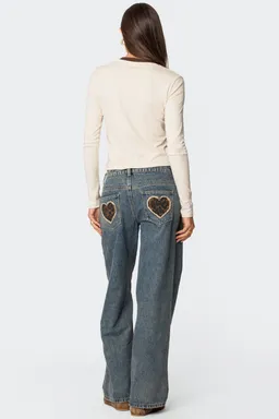 Jeans corazón lavado animal print de Edikted en Pantalones para argentina