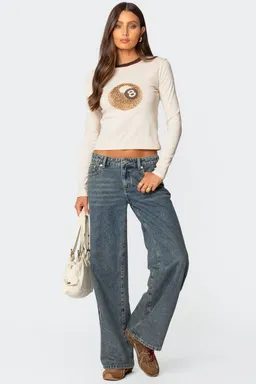 Jeans corazón lavado animal print de Edikted en Pantalones para argentina
