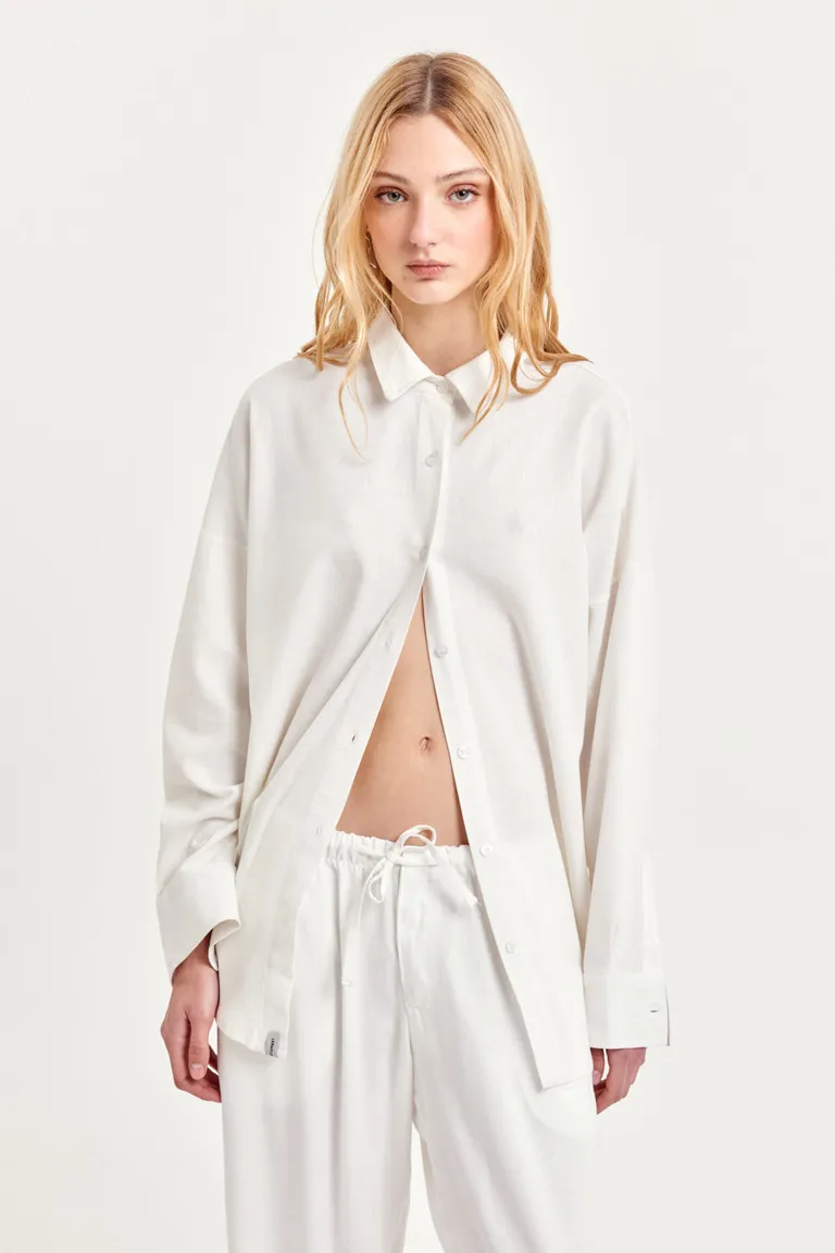 Camisa de lino de corte holgado y manga larga para mujer de 47 Street en Camisas para argentina