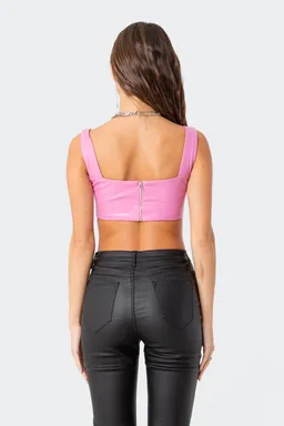 Crop top cuero sintético midnight de Edikted en Tops para argentina