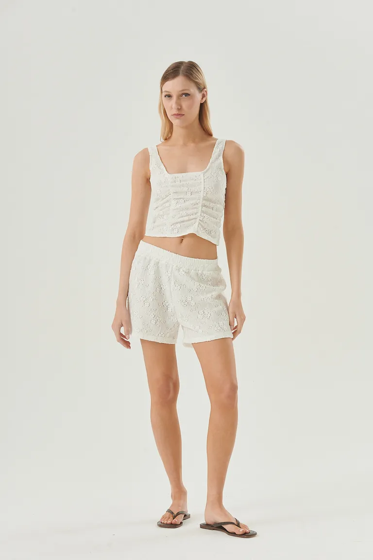 Short de algodón calado con diseño floral y cintura elastizada de Sweet en Shorts para argentina