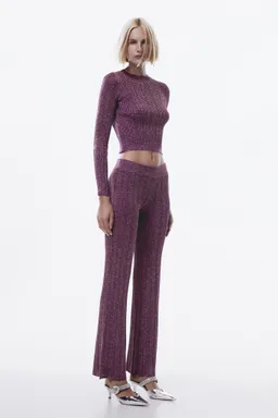Pantalón acampanado punto lúrex de Mango en Pantalones para argentina
