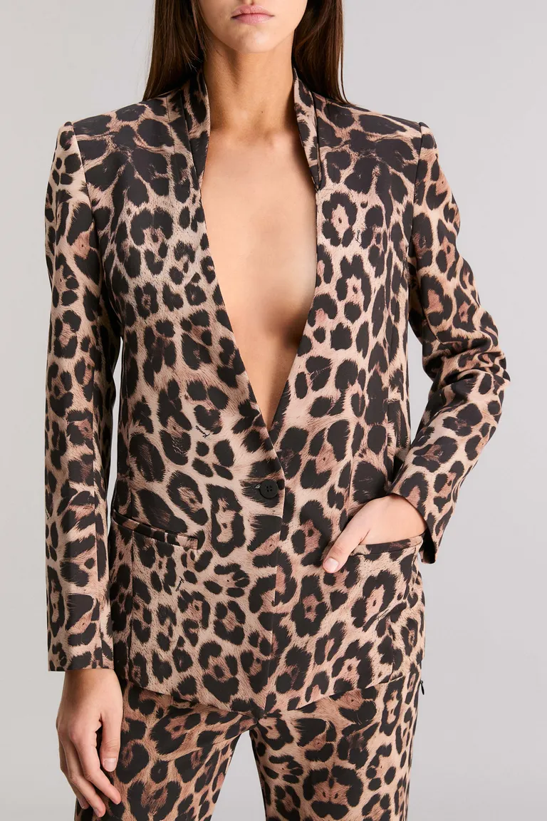 Blazer de estampado de leopardo con corte regular y bolsillo ojal al frente de Kosiuko en Blazers para argentina