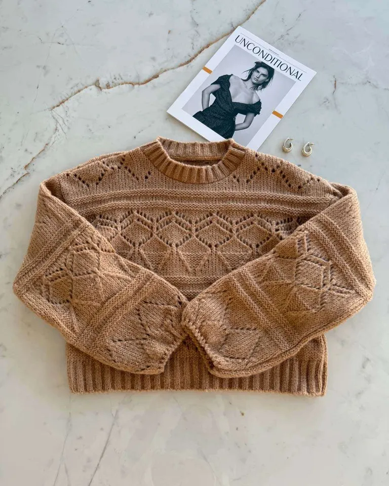 Sweater de Crochet con Diseño Geométrico de Estilo Retro de Hesed en Buzos y Sweaters para argentina