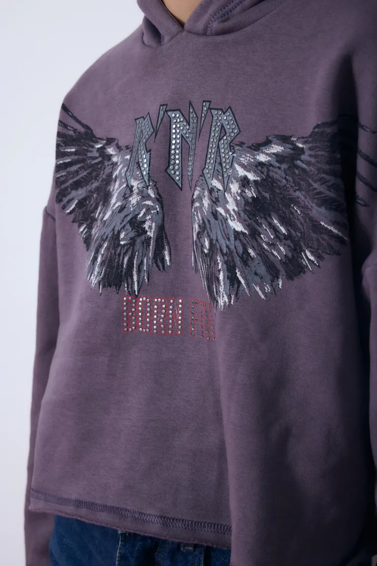 Buzo corto con capucha y estampado RNR para mujer de Audaz en Buzos y Sweaters para argentina